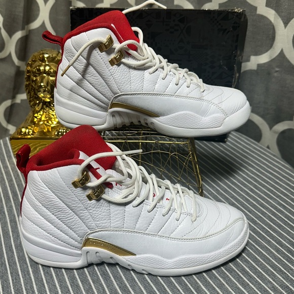 air jordan 12 retro red white gold